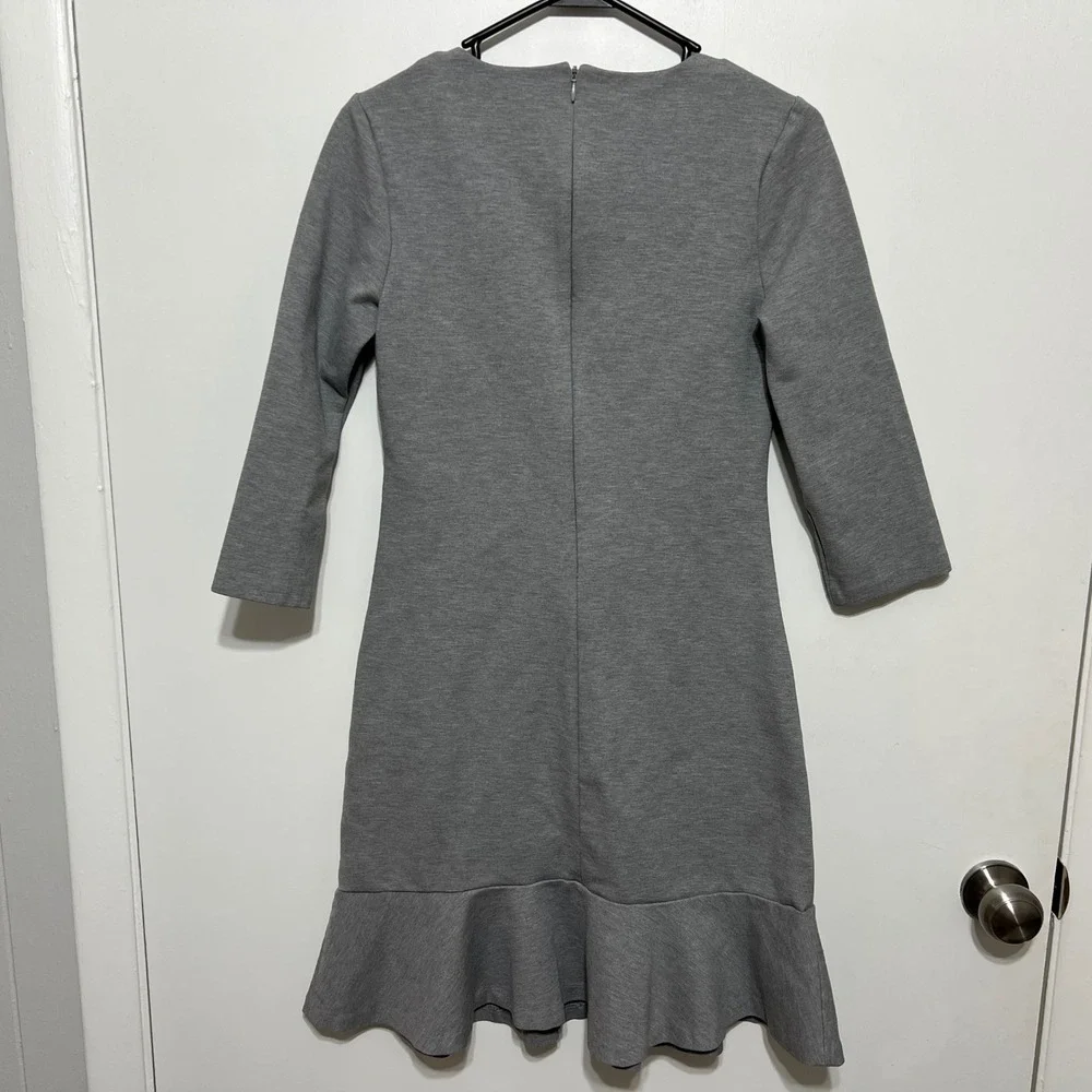 Banana Republic‎ Womens Ponte Flounce Dress Size 2 Gray Knit Classic Career